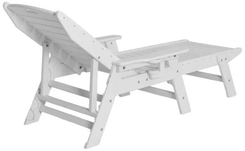 VEVOR Chaise Lounge Chair, 181 kg Weight Capacity, 6 Positions Adjustable Patio Lounge Chair, Outdoor HDPE Lounge Chair with Backrest & Cup Holder, for Pool Poolside Deck Backyard Lawn, White