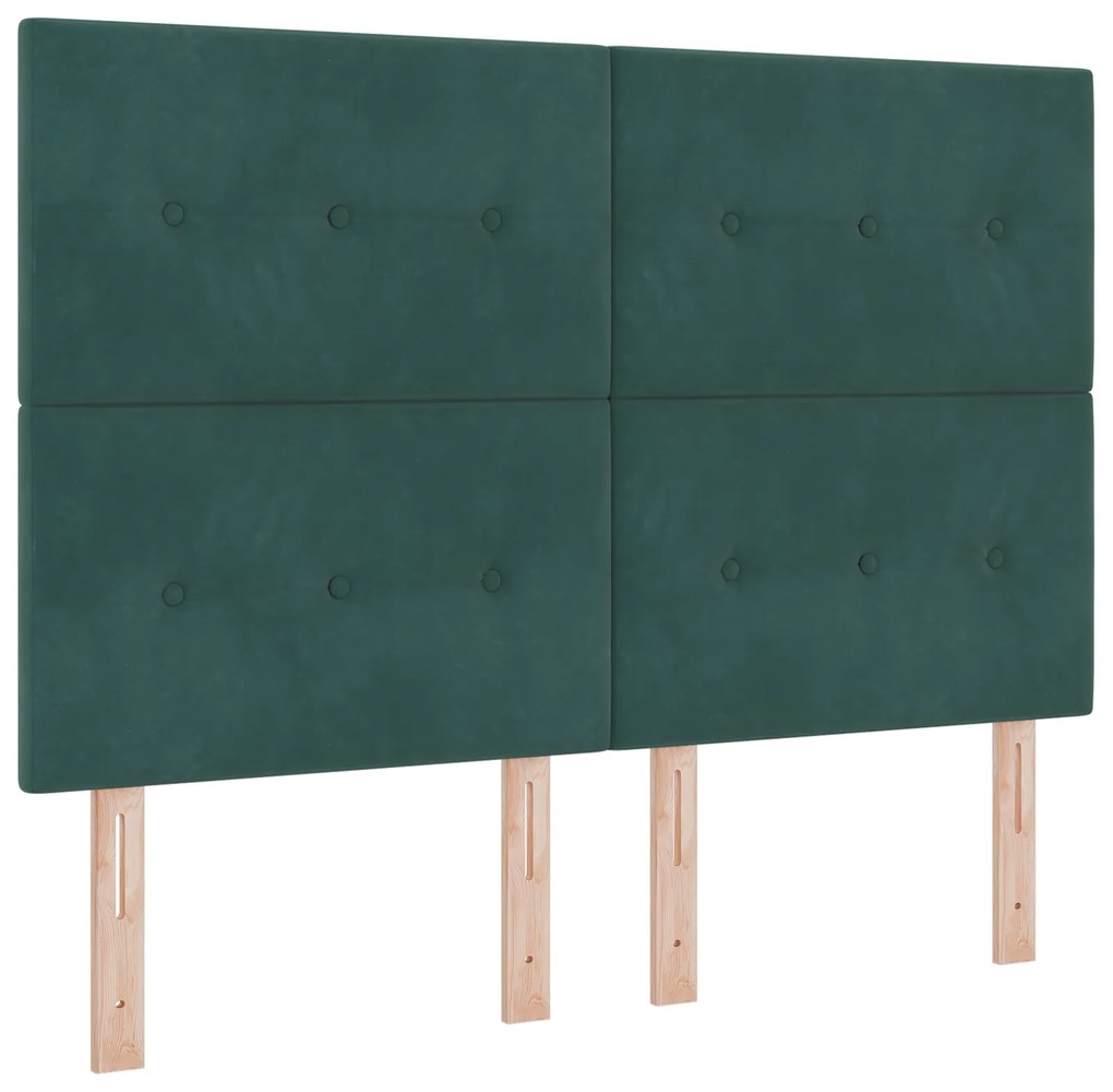 vidaXL Κρεβάτι Box Spring με Στρώμα  Σκούρο Πράσινο 140x190 εκ. Βελούδο