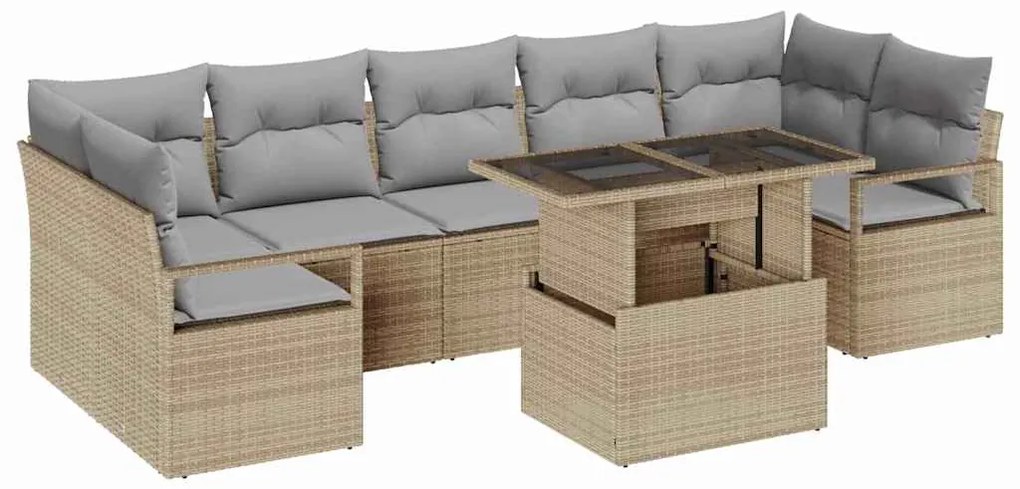 vidaXL Σετ Καναπέ Κήπου 8 pcs μπεζ και ανοιχτό γκρι 100 x 55 x 73 εκ