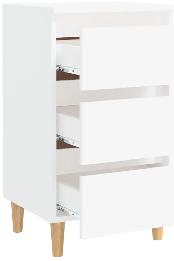 vidaXL Κομοδίνα 2 τεμ. Λευκά 40x35x69 εκ. με Μασίφ Ξύλινα Πόδια