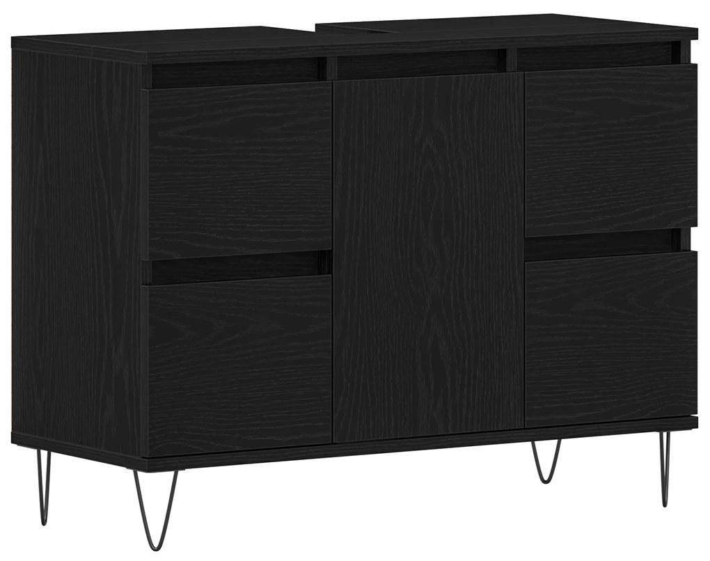 vidaXL Ντουλάπι Μπάνιου Μαύρη Δρυς 80x33x60 εκ Επεξεργασμένο Ξύλο