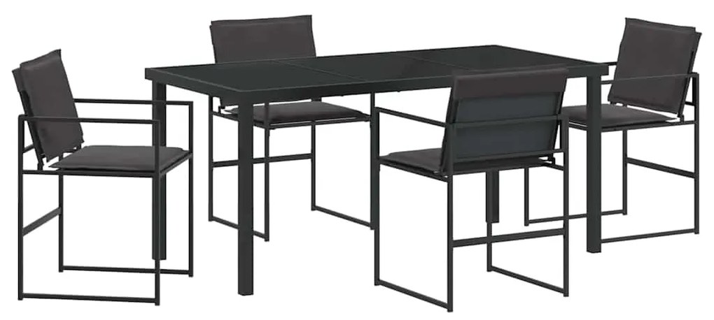 vidaXL Σέτ φαγητού για κήπο 5 pcs Μαύρο 160 x 80 x 73 εκ