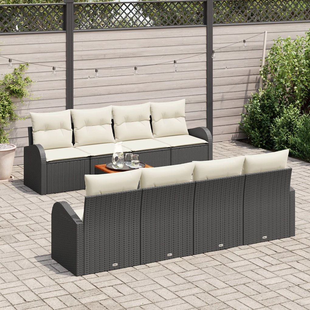 vidaXL Σέτ Καναπέ Κήπου 9 pcs Μαύρος, λευκός Large