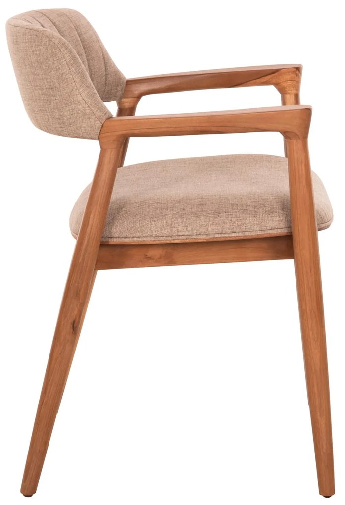 Πολυθρόνα JAMES Teak Wood με Ύφασμα Σαμπανί  57x52x76Υεκ. 57x52x76 εκ.
