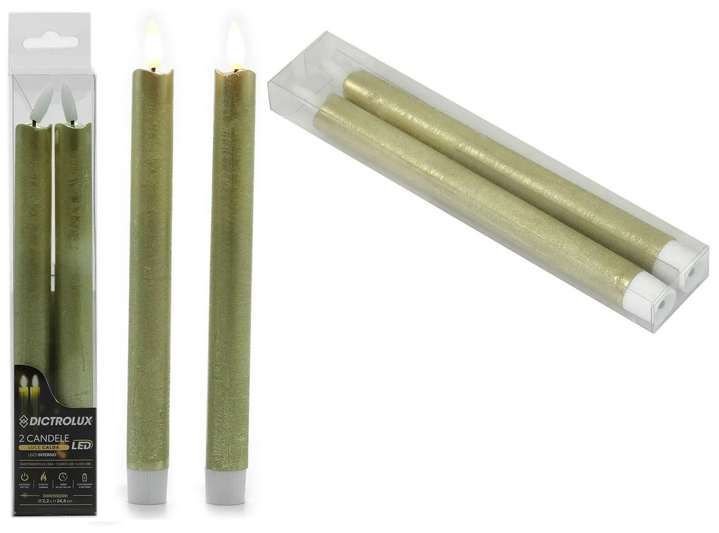 Κερί LED Χρυσό Φ2.2cm Σετ 2Τμχ
