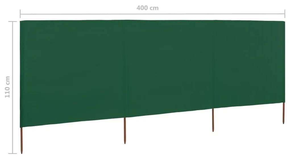 vidaXL Προστατευτικό Αέρα με 3 Πάνελ Πράσινο 400 x 80 εκ. Υφασμάτινο