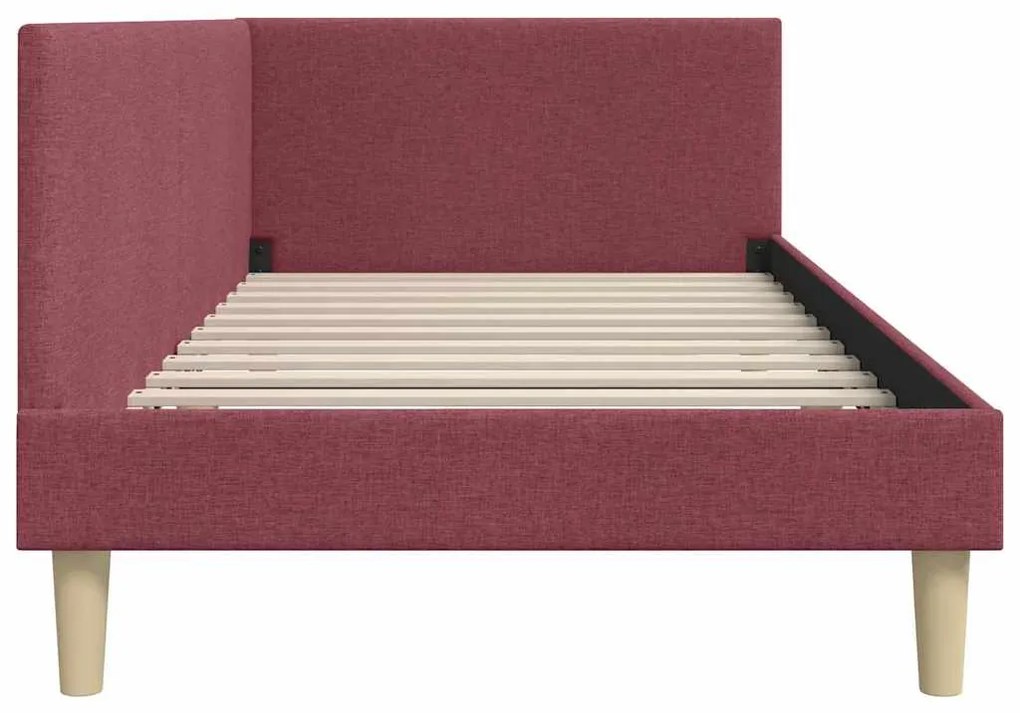 vidaXL Κρεβάτι Γωνίας Κόκκινο 90 εκ x 200 εκ Ύφασμα και Κόντρα Πλακέ