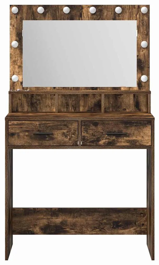 vidaXL Κομοδίνο Καπνιστή δρυς 79 x 41 x 135 cm Επεξεργασμένο ξύλο