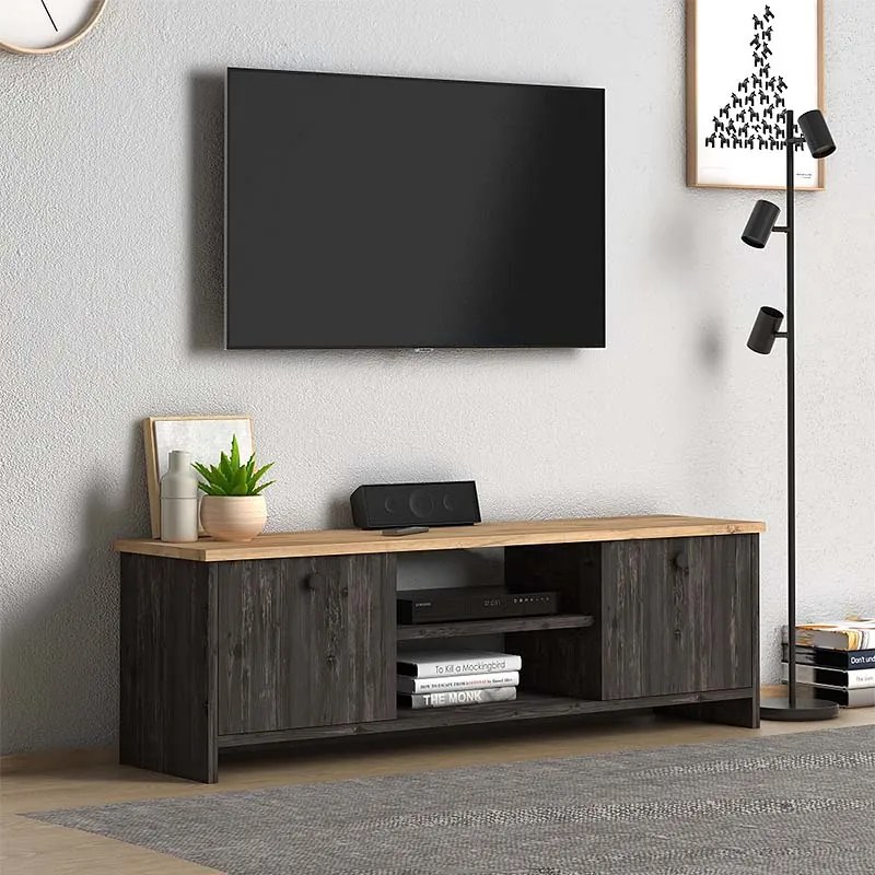 Έπιπλο τηλεόρασης Cube Megapap μελαμίνης χρώμα pine - industrial grey 120x30x40εκ. - GP022-0076,2 - GP022-0076,2