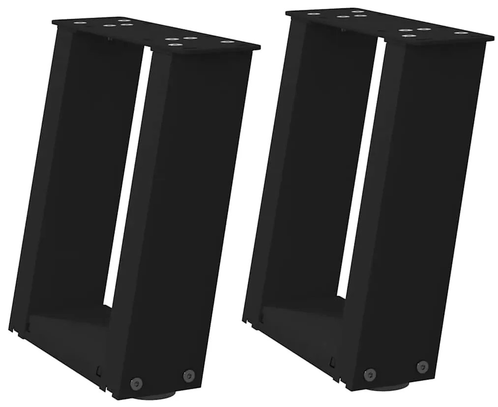 vidaXL Πόδια Τραπεζιού Σαλονιού σε Σχήμα U 2 τεμ. Μαύρο 30x(30-31) εκ. Ατσάλι