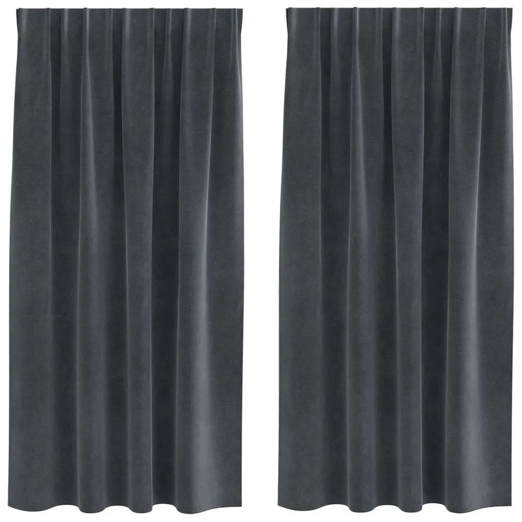 vidaXL Κουρτίνες με κουρτίνες 2 pcs Ανοιχτό γκρι 140 x 175 cm Βελούδο