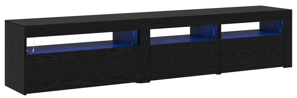 vidaXL Βάσεις τηλεόρασης 2 τεμ με φωτιστικά LED μαύρη καρυδιά επεξεργασμένο ξύλο
