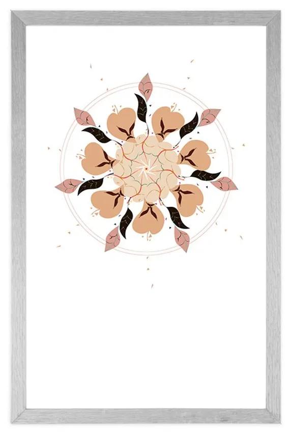 Αφίσα με πασπαρτού Αφηρημένο σχέδιο διακριτικών λουλουδιών - 20x30 black