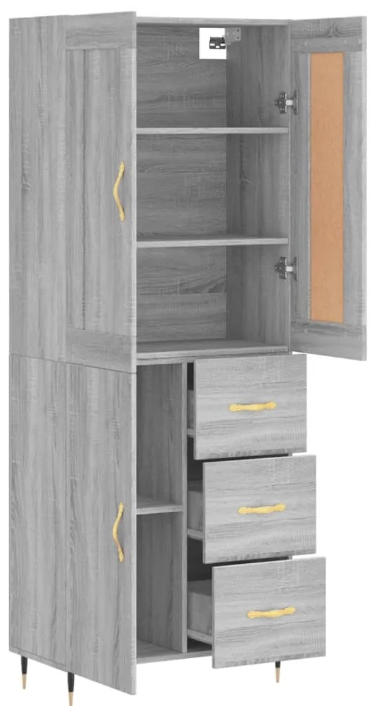 vidaXL Ντουλάπι Γκρι Sonoma 69,5 x 34 x 180 εκ. Επεξεργασμένο Ξύλο