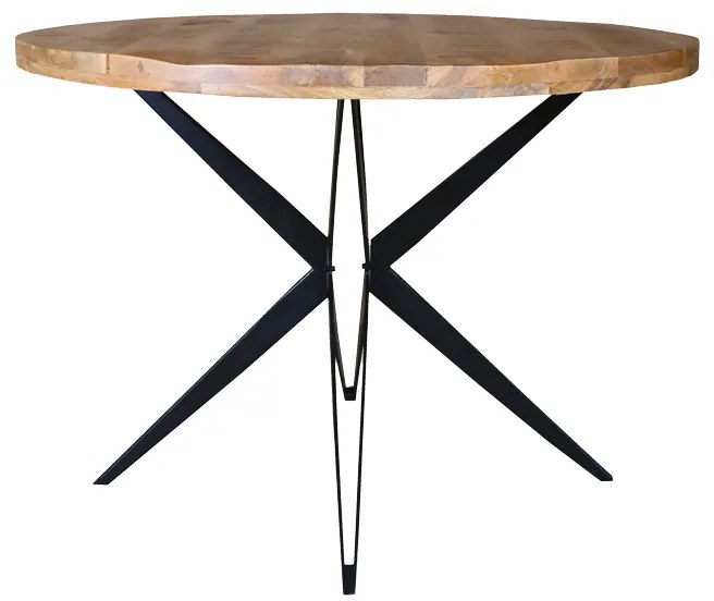 Intrahome Τραπέζι Bocco Intrahome ξύλο mango φυσικό 3εκ με μαύρα μεταλλικά πόδια Φ120x77εκ | SKU: INTRAPA-351111122