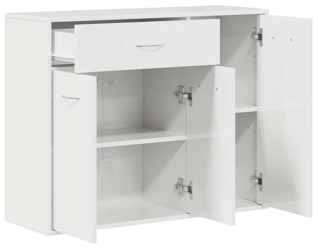vidaXL Μπουφές Γυαλιστερό Λευκό 88 x 30 x 70 εκ. από Επεξ. Ξύλο