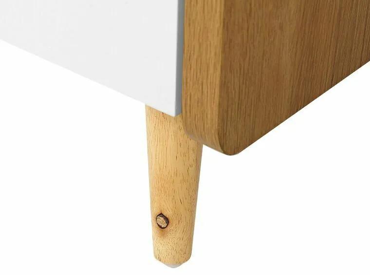 Τραπέζι Tv Berwyn 557, Ανοιχτό χρώμα ξύλου, Άσπρο, 160x46x40cm, 33 kg | Epipla1.gr