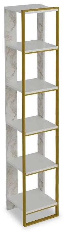 Βιβλιοθήκη PWF-0298 071-000857 32x31,5x178,5cm White-Gold Melamine, Metal