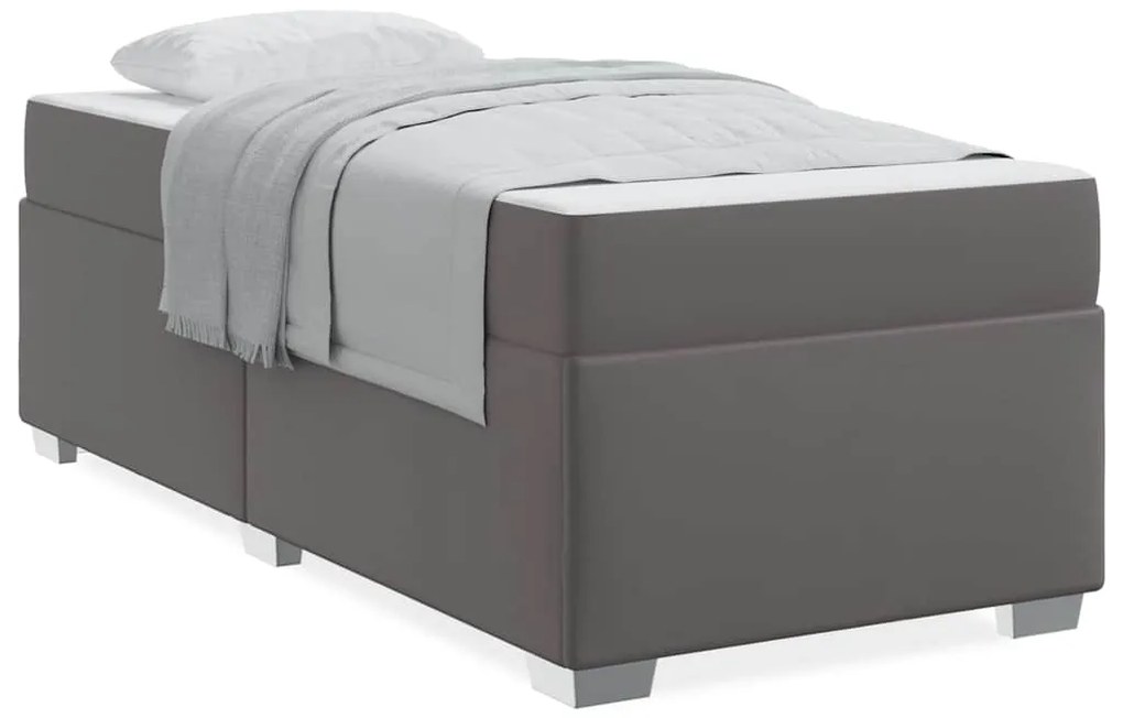vidaXL Σκελετός Κρεβατιού Γκρι 90 x 190 cm Τεχνητό δέρμα
