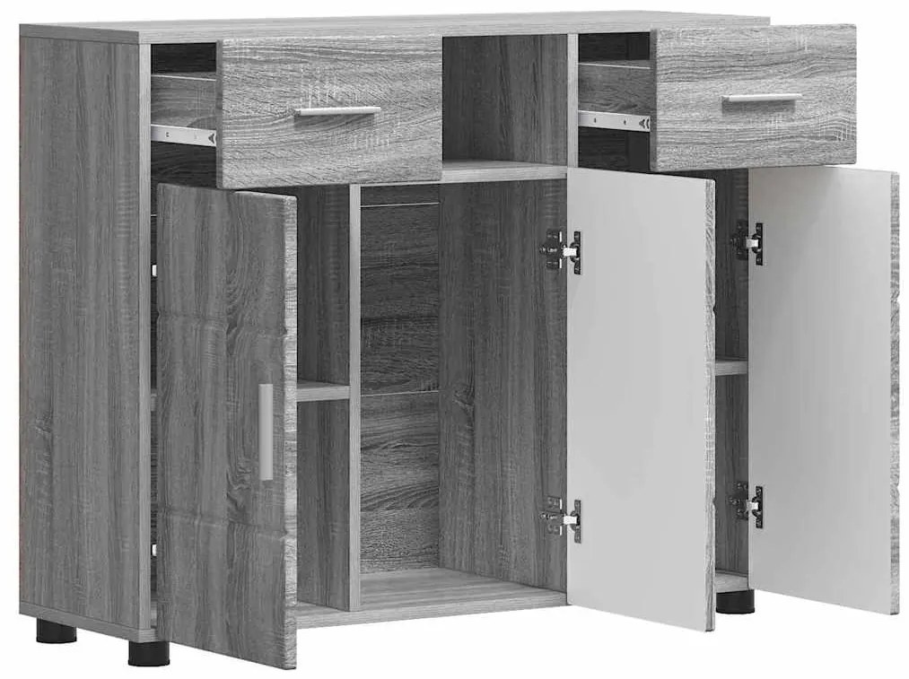 vidaXL Πλαϊνό γραφείο με συρτάρι Γκρι sonoma 88.5 x 30.5 x 73 εκ