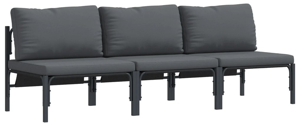 vidaXL Εξωτερικά Έπιπλα με μαξιλάρι με μαξιλάρι 3 pcs Ανθρακί Ατσάλι