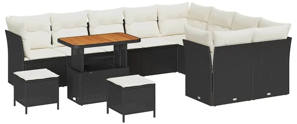 vidaXL Σετ Καναπέ Κήπου 12 pcs Μαύρο συνθετικό ρατάν