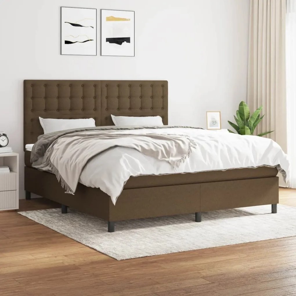 ΚΡΕΒΑΤΙ BOXSPRING ΜΕ ΣΤΡΩΜΑ ΣΚΟΥΡΟ ΚΑΦΕ 160X200 ΕΚ ΥΦΑΣΜΑΤΙΝΟ 3142108