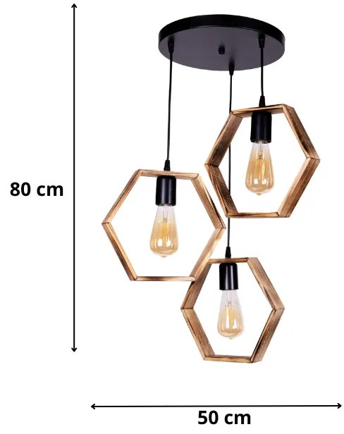 Φωτιστικό οροφής Esela III Megapap E27 ξύλινο τρίφωτο χρώμα φυσικό - καρυδί Ø30x80εκ. - GP036-0043,1