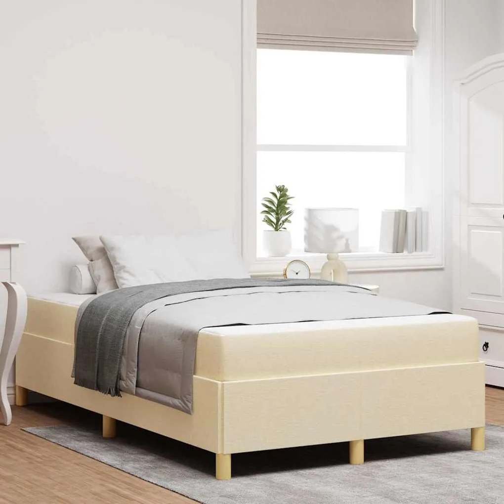 vidaXL Κρεβάτι με ελατήρια Λευκό και Κρέμα 120 x 190 cm Πολυεστέρας