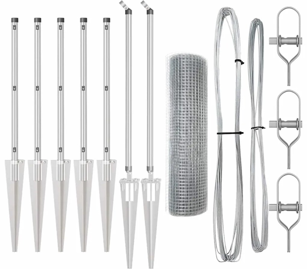 vidaXL Στύλος Περιφράξεων Ασημί 10 x 0,5 μ (16 x 16 mm πλέγμα) Ατσάλι