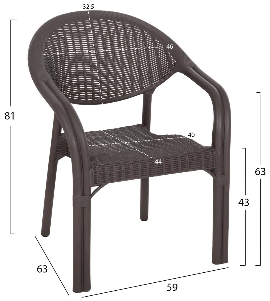 ΠΟΛΥΘΡΟΝΑ ΠΟΛΥΠΡΟΠΥΛΕΝΙΟΥ FETT  BAMBOO LOOK-ΚΑΦΕ 63x59x81Υεκ. 63x59x81 εκ.