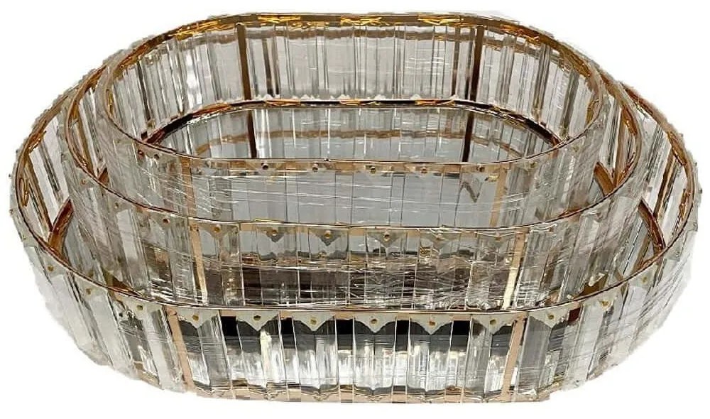 Διακοσμητικοί Δίσκοι (Σετ 3Τμχ) DWOA1008 27x17/30x21x12cm Gold Espiel Μέταλλο,Γυαλί
