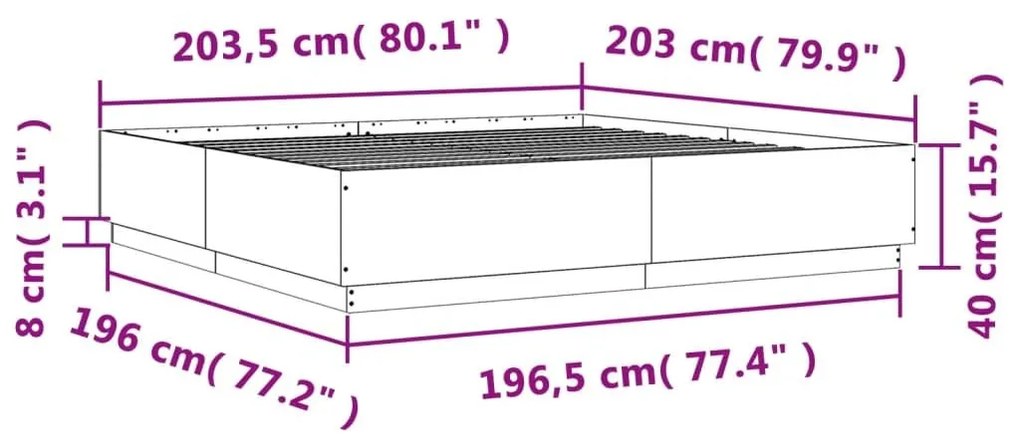 Πλαίσιο Κρεβατιού Μαύρο 200x200 εκ. Επεξεργ. Ξύλο - Μαύρο