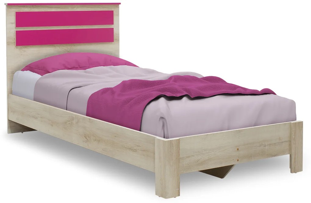 Κρεβάτι παιδικό Looney pakoworld σε χρώμα castillo-ροζ 100x200εκ - 123-000077