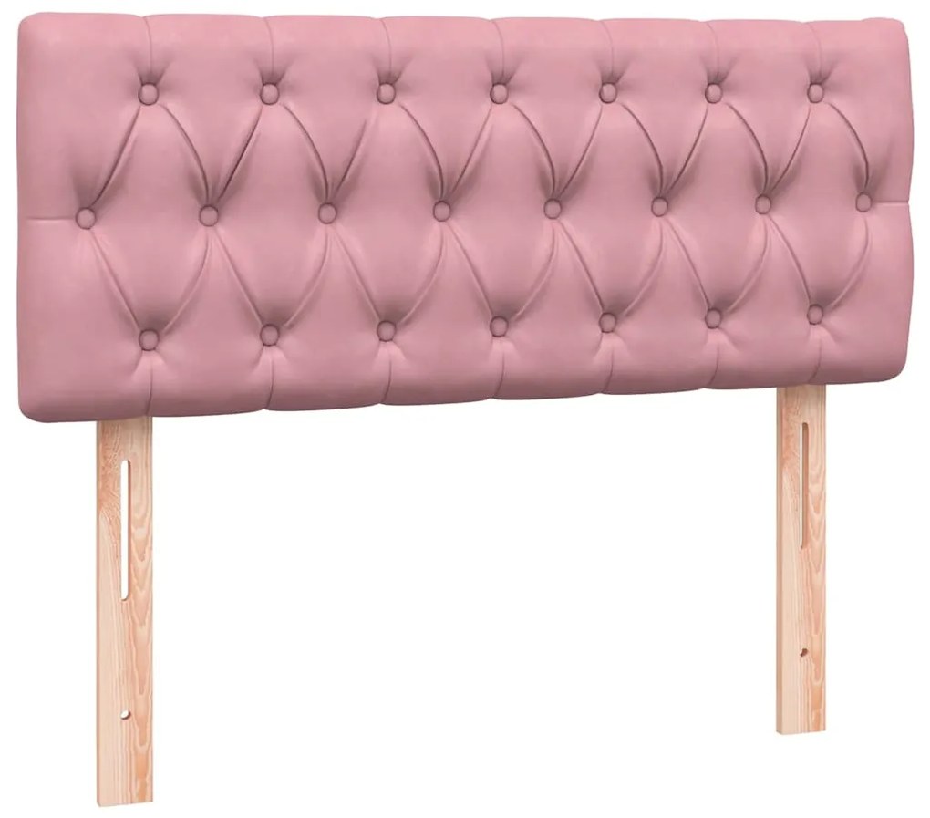 vidaXL Box Spring κρεβάτι με στρώμα ροζ 120x220 cm Βελούδινο