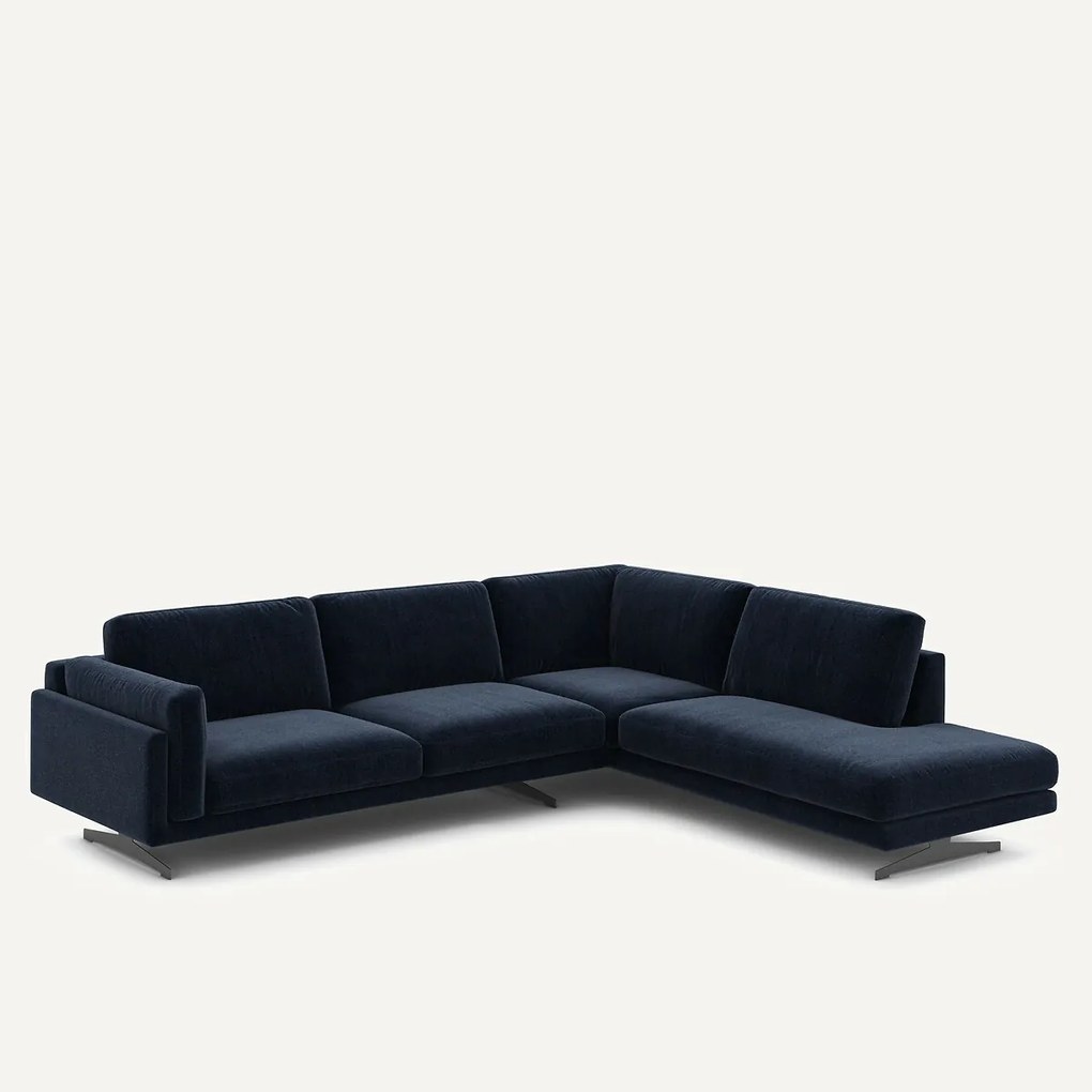 Γωνιακός καναπές με σεζλόνγκ από βελούδο chenille, César