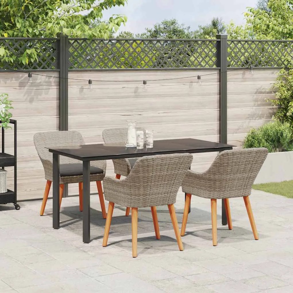 vidaXL Σετ τραπεζαρίας 5 pcs Ανοιχτό γκρι Πολυ ράταν