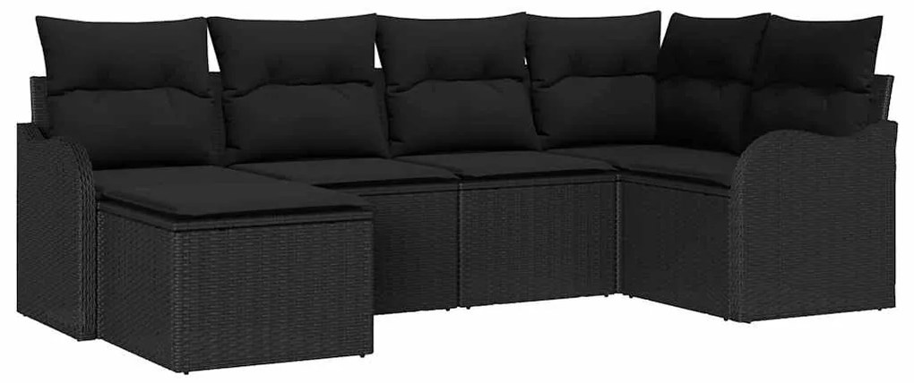 vidaXL Σετ Καναπέ Κήπου με μαξιλάρι 6 pcs Μαύρο Πολυ ράταν