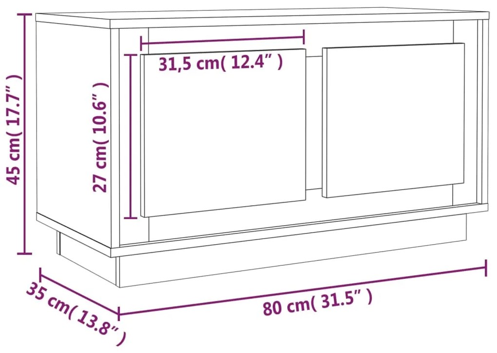 Έπιπλο Τηλεόρασης Καπνιστή Δρυς 80x35x45 εκ. Επεξ. Ξύλο - Καφέ