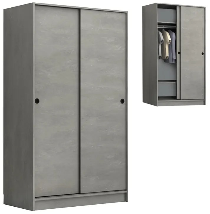 Ντουλάπα ρούχων Misra Megapap δίφυλλη συρόμενη χρώμα γκρι σκυροδέματος 94x52x182εκ.