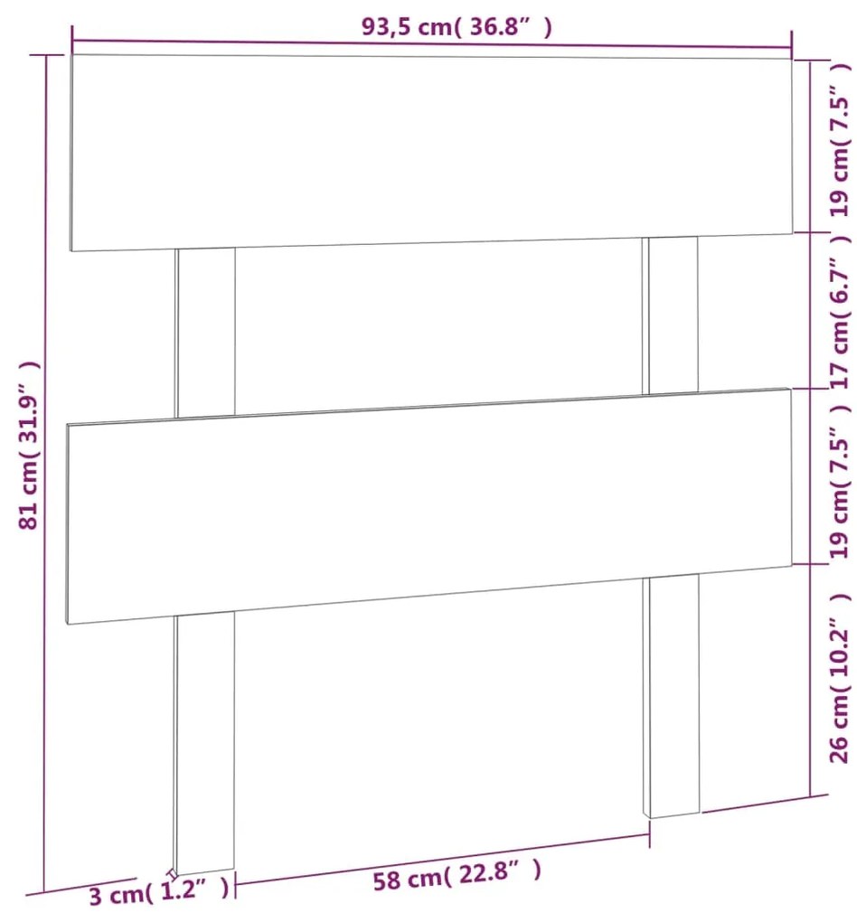 vidaXL Κεφαλάρι Κρεβατιού 93,5 x 3 x 81 εκ. από Μασίφ Ξύλο Πεύκου