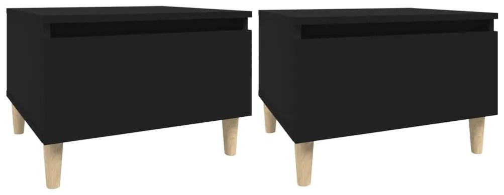 vidaXL Βοηθητικά Τραπέζια 2 τεμ. Μαύρα 50x46x35 εκ. Επεξεργασμένο Ξύλο