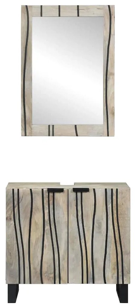 vidaXL Σετ Επίπλων Μπάνιου με ράφι 2 pcs Λευκό Επεξεργασμένο ξύλο