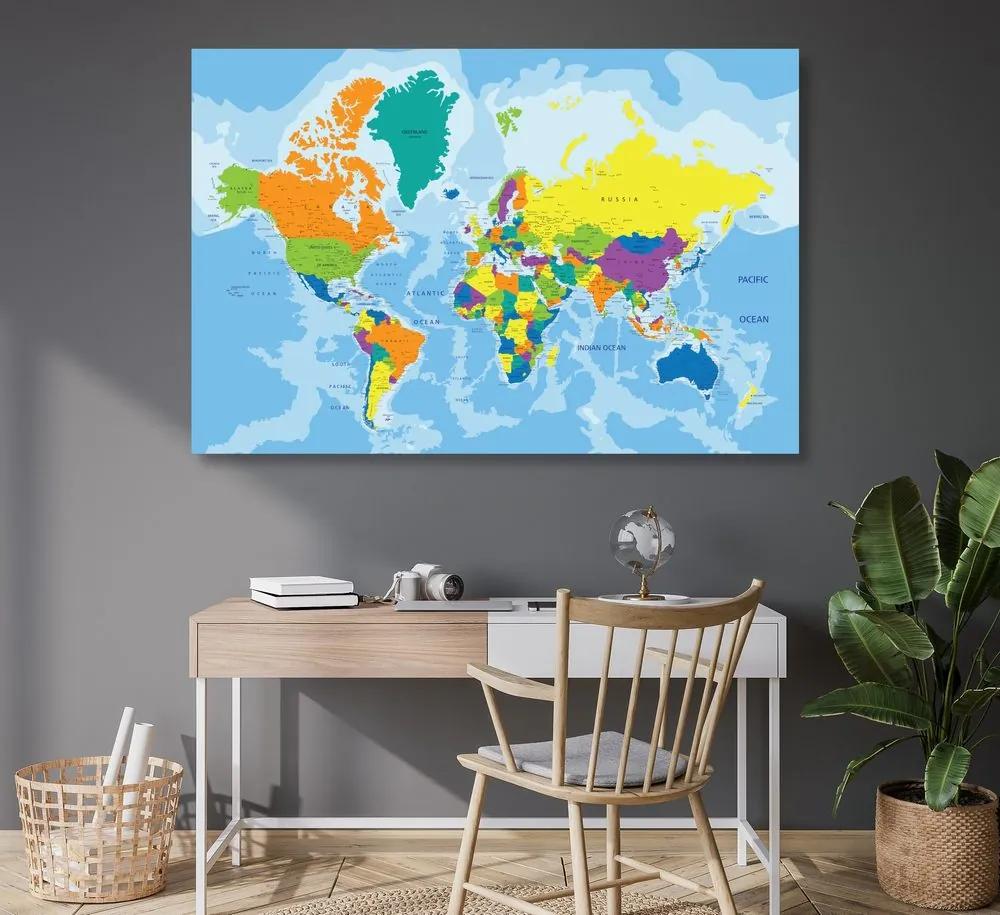 Εικόνα στον παγκόσμιο χάρτη χρώματος φελλού - 120x80  wooden