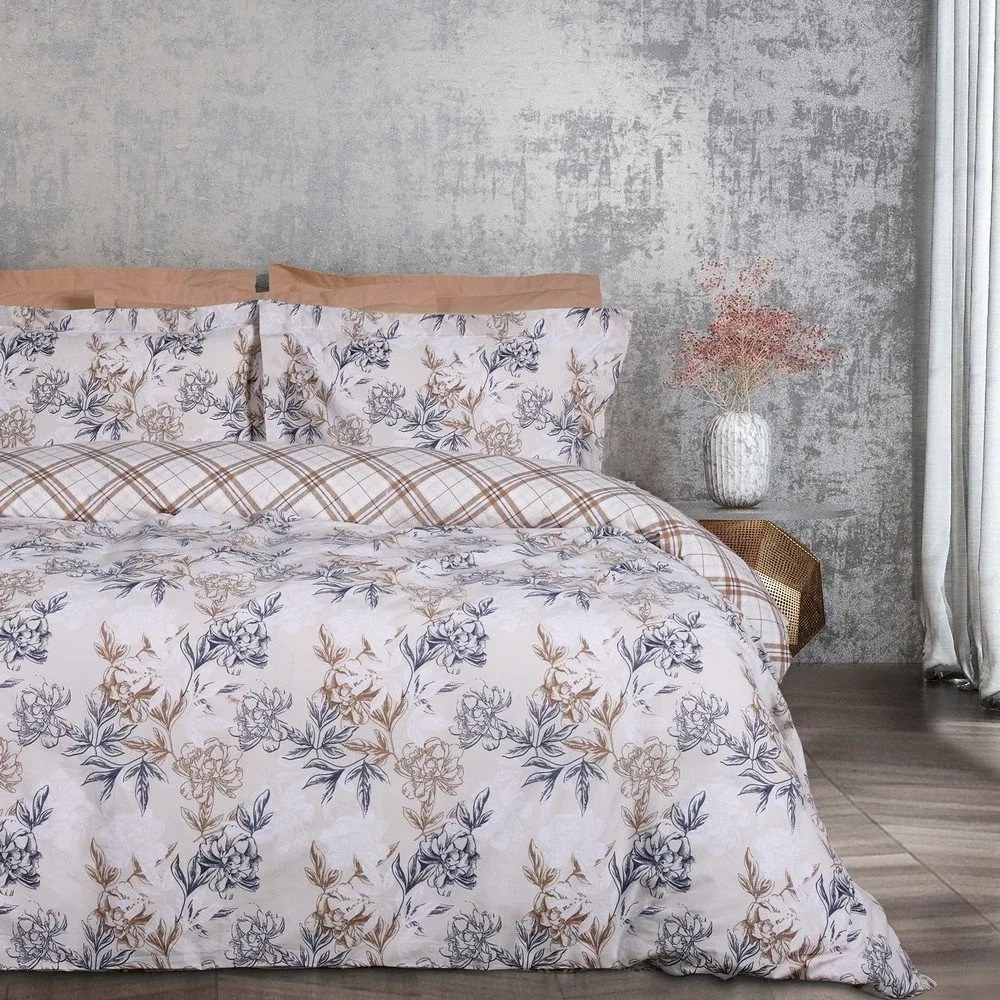 Παπλωματοθήκη Casual 5422 (Σετ 3τμχ) Taupe-Blue Das Home Υπέρδιπλo 220x240cm Cotton-Polyester