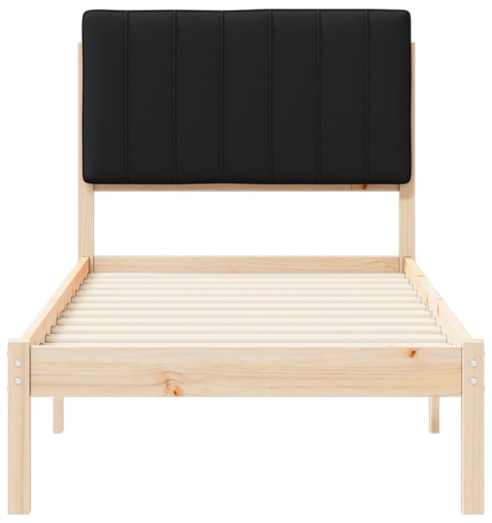 vidaXL Σκελετός Κρεβατιού με Επενδεδυμένο Κεφαλάρι Μαύρο 75 x 190 cm