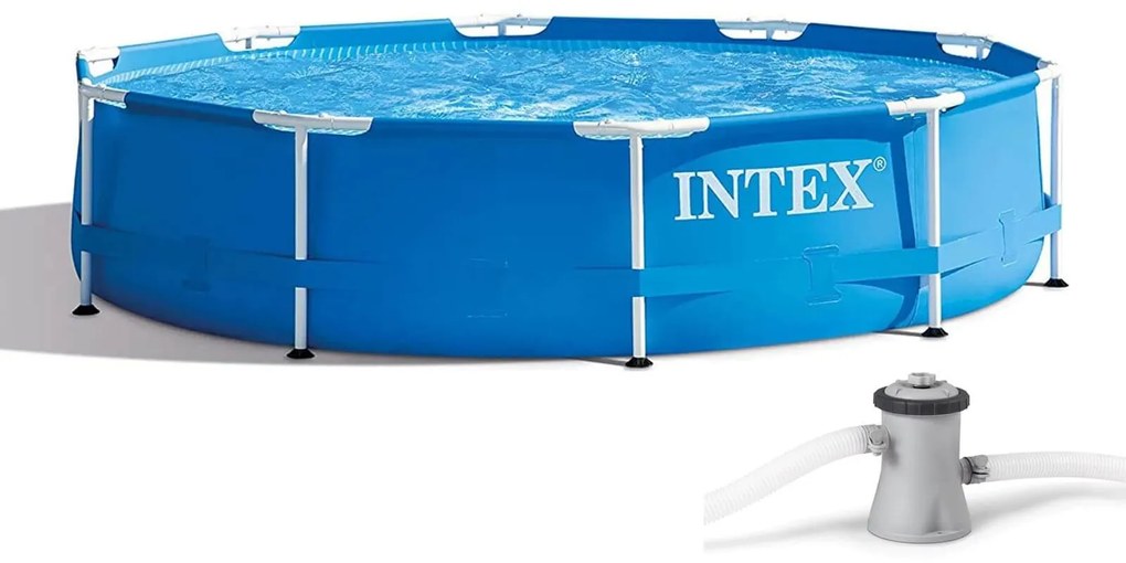 Πισίνα Intex Metal Frame οικογενειακή, με μεταλλικό σκελετό, χωρητικότητα 4485lt και διαστάσεις 305x305x76cm - Περιλαμβάνεται αντλία φίλτρου
