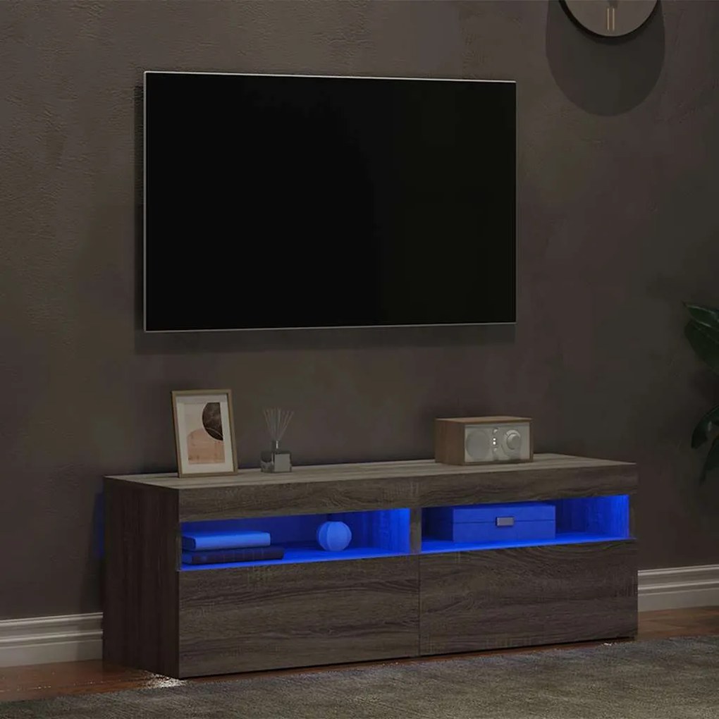 vidaXL Έπιπλα Τηλεόρασης με LED 2 τεμ. Γκρι Sonoma 60 x 35 x 40 εκ.