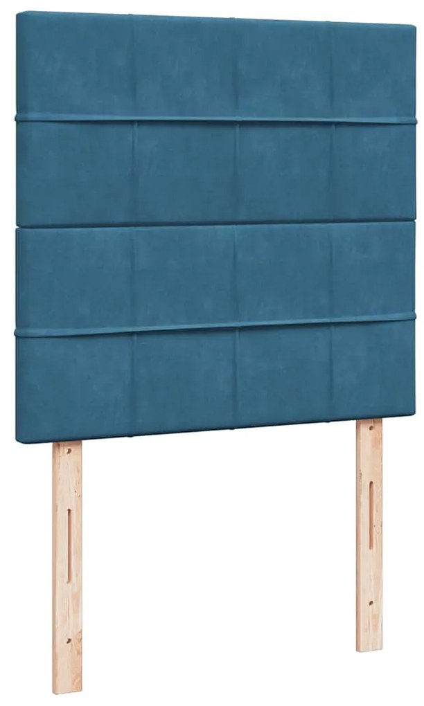 vidaXL Κρεβάτι Boxspring με Στρώμα Σκούρο Μπλε 90x200 εκ. Βελούδινο