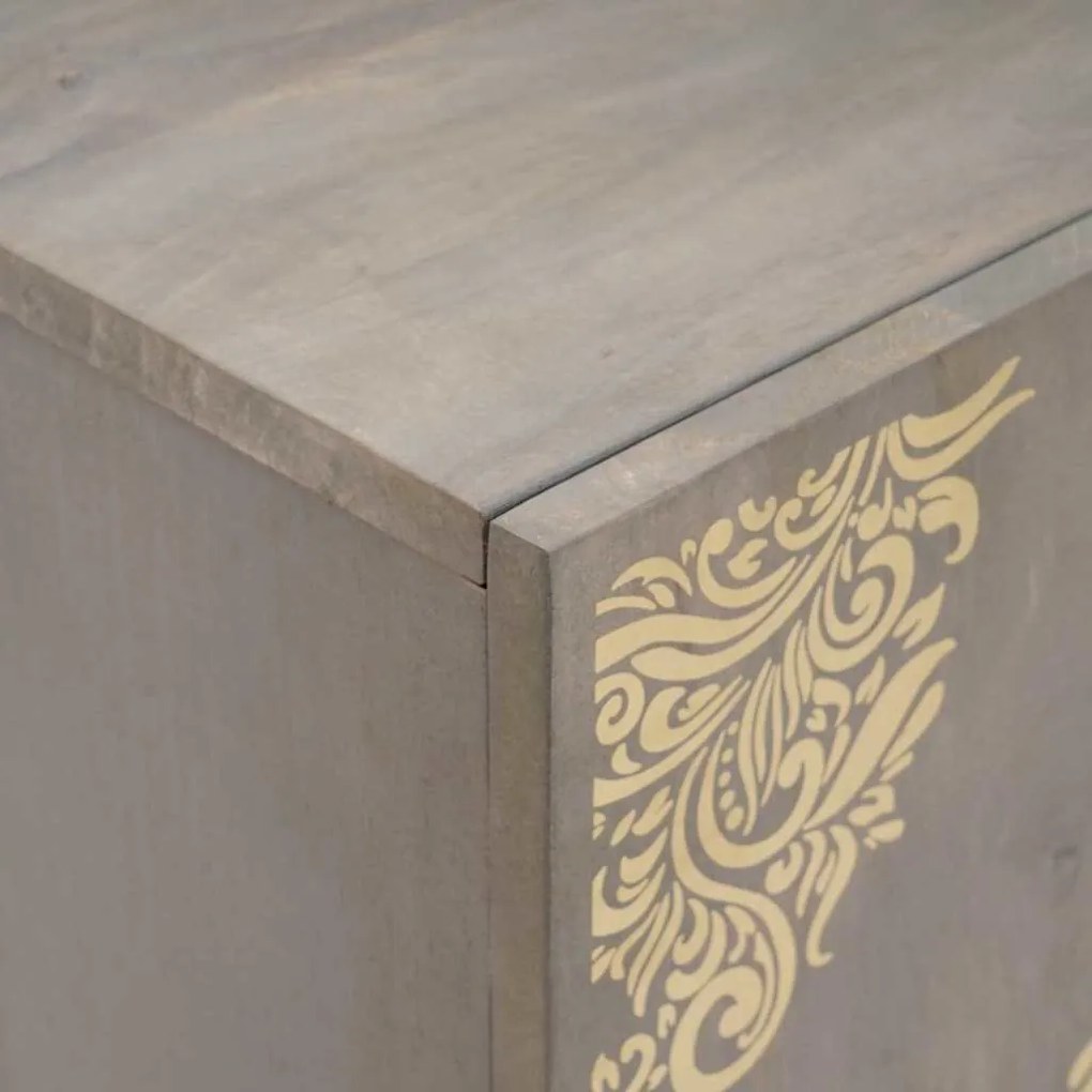 vidaXL Πλαϊνό γραφείο Γκρι και Χρυσό 60 x 33 x 75 cm Μασίφ ξύλο μάνγκο
